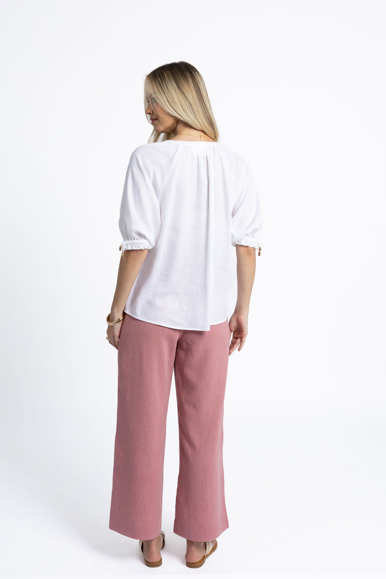Humidity - Reece Blouse //Teal // White