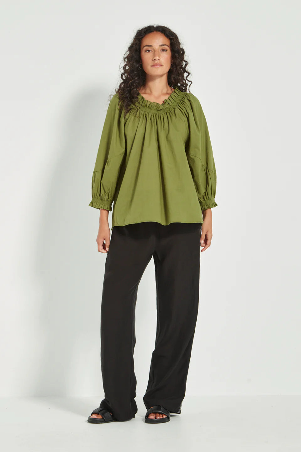 Verge - Tamara Top // Denim // Green
