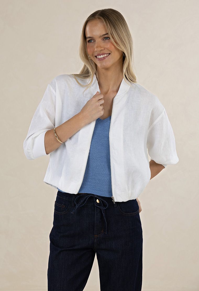 Humidity - Arden Bomber Jacket // White // Black
