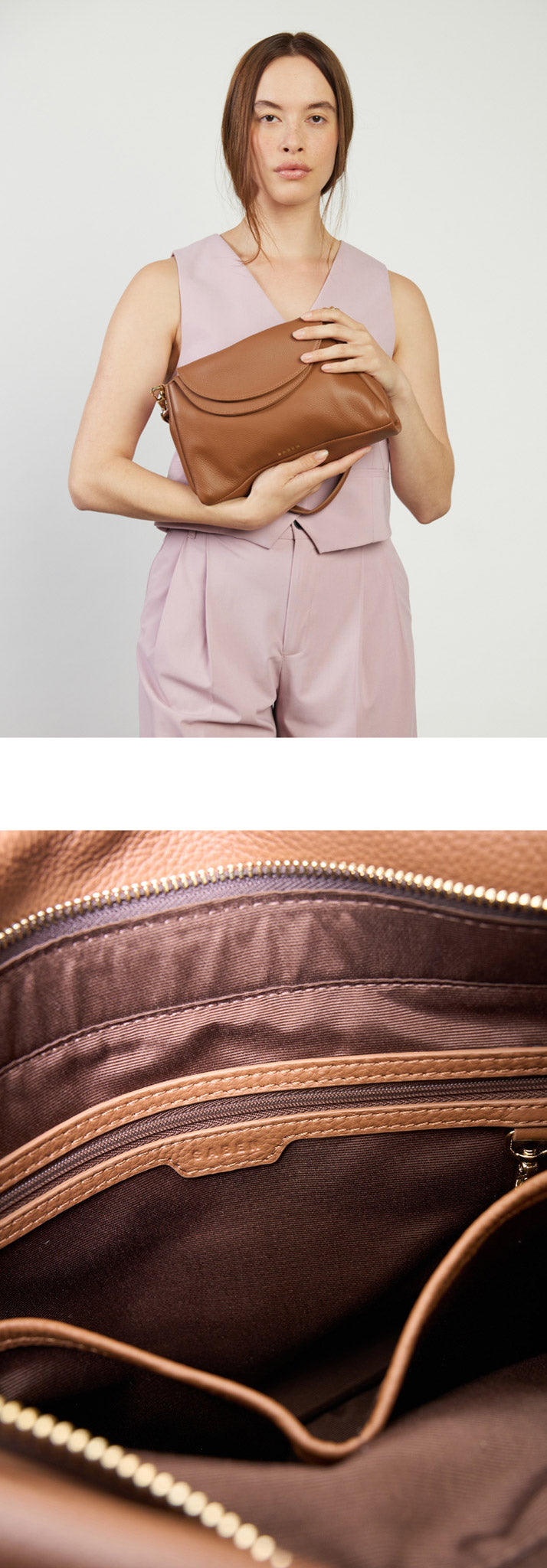 Saben - Beckett Shoulder Bag // Black Luxe // Tan Luxe