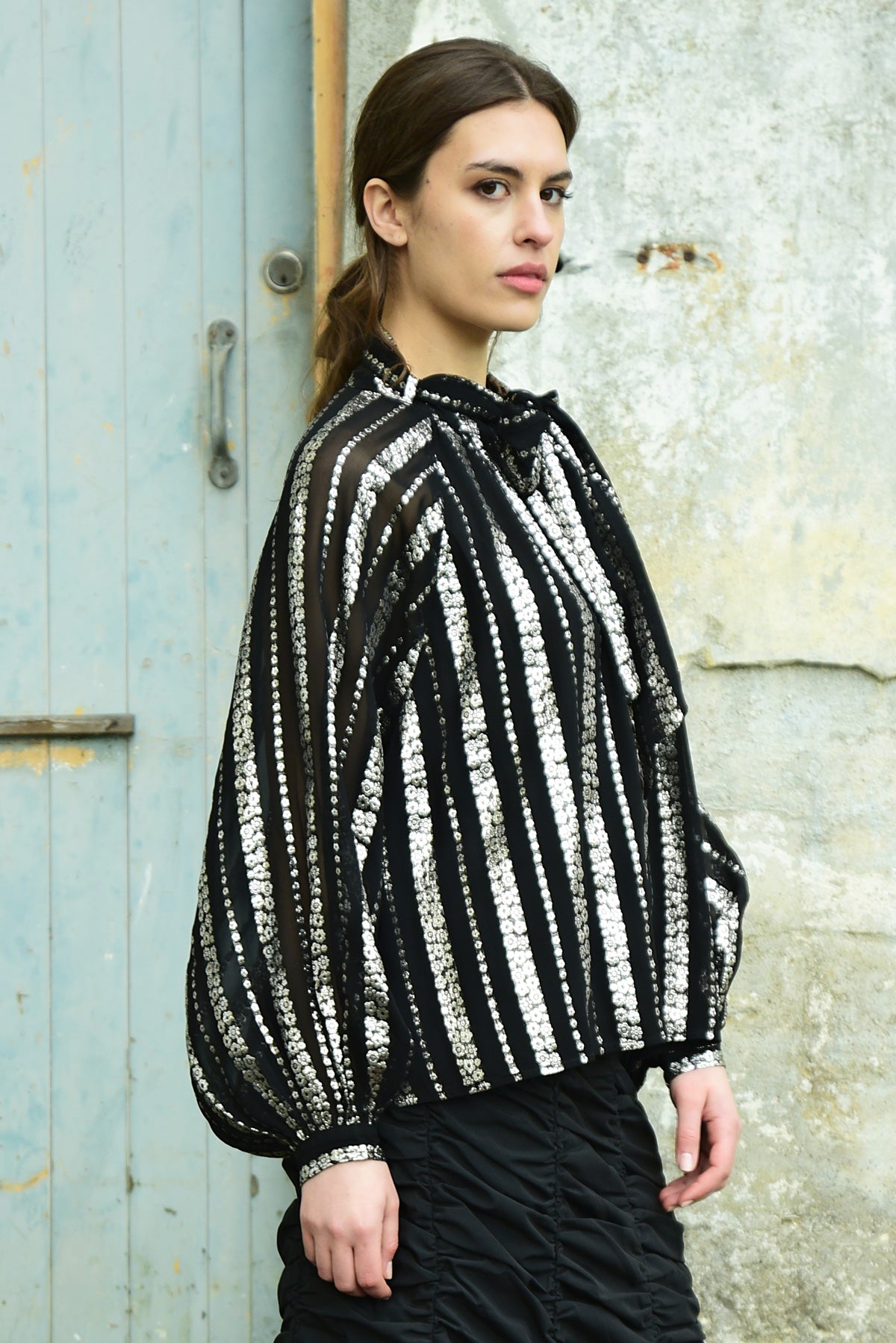 Coop - Just Bow With It Blouse // Black & Silver