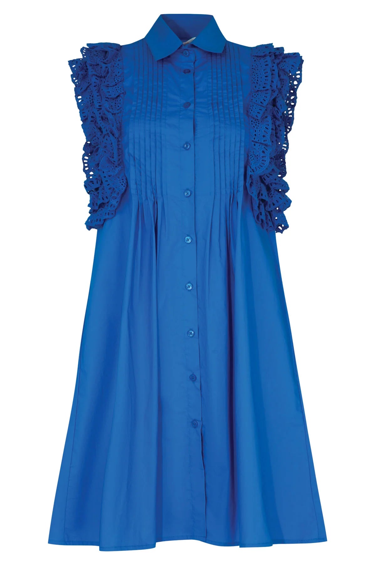 Coop - Ruffle Around The Edges Dress // Blue // White