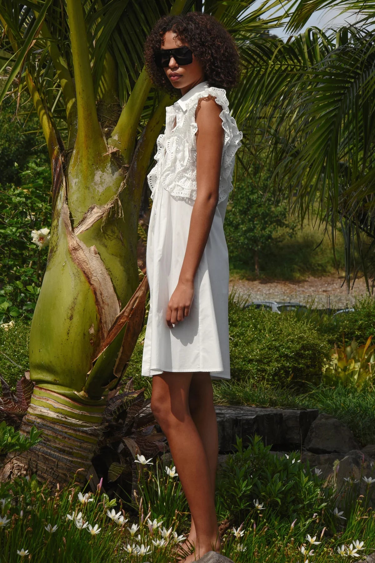 Coop - Ruffle Around The Edges Dress // Blue // White