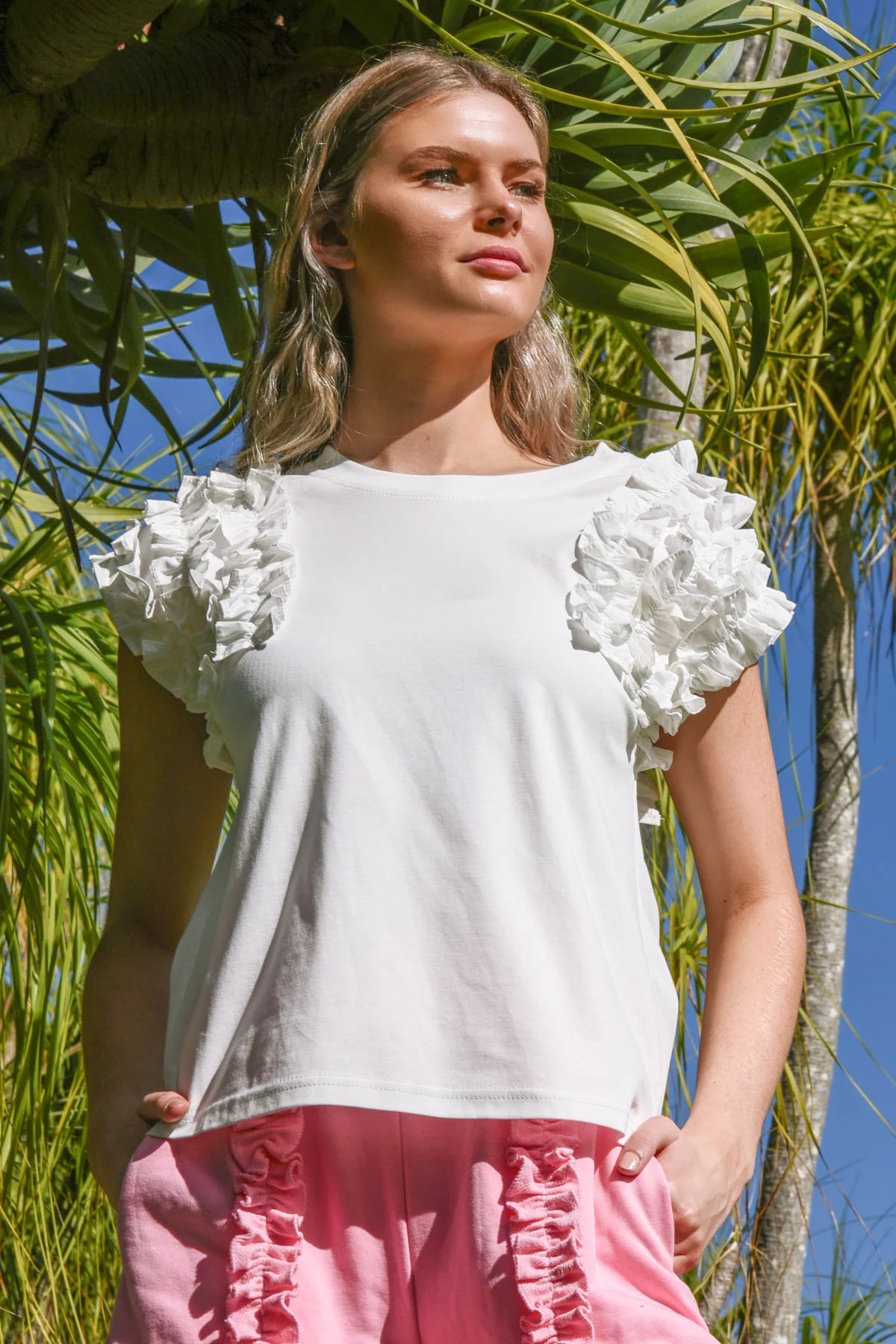 Coop - Ruffle Energy T-Shirt // White