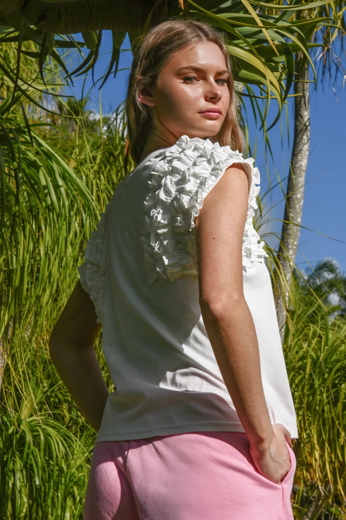 Coop - Ruffle Energy T-Shirt // White