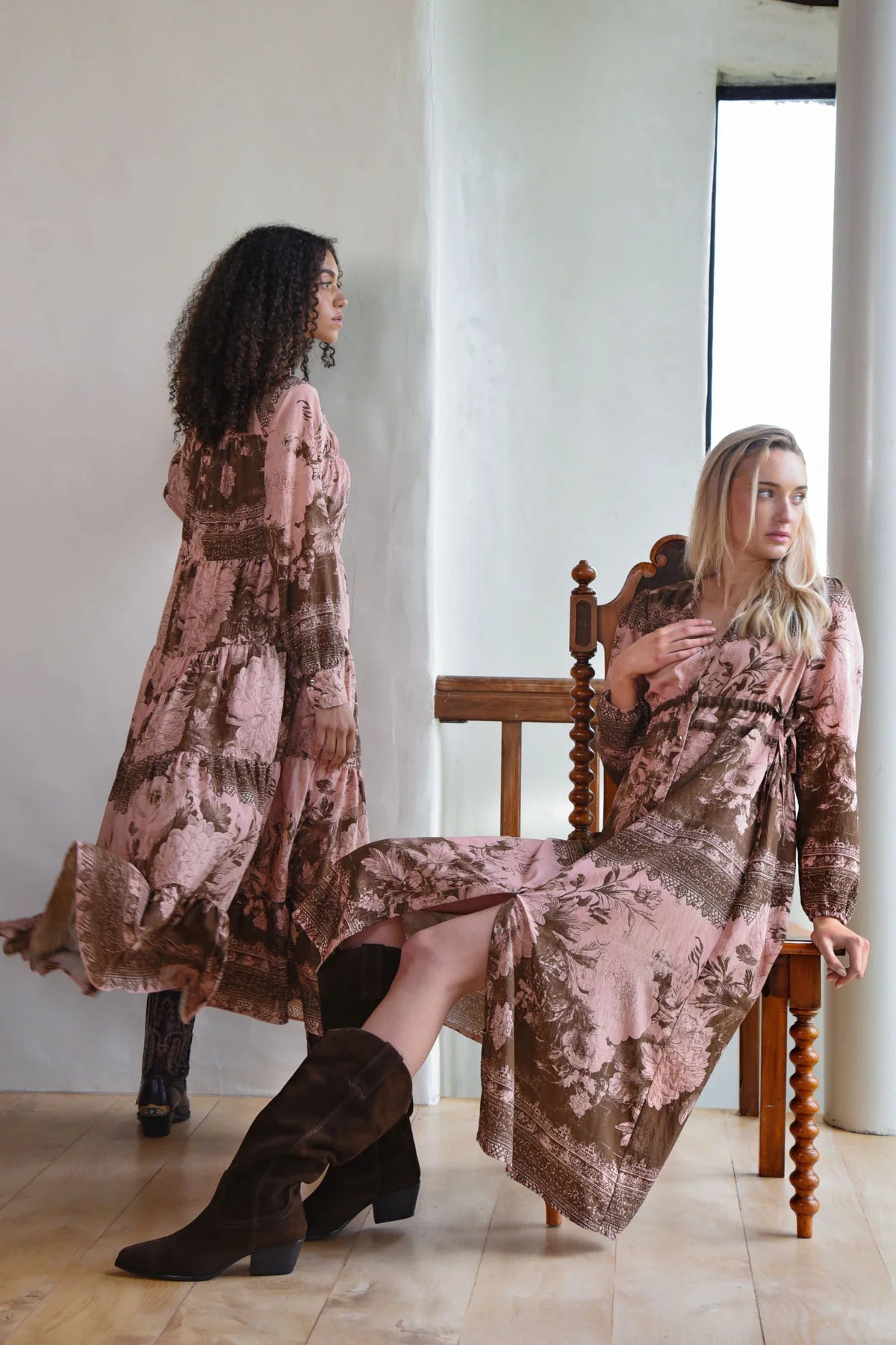 Coop - Ruche With It Dress // Pink & Brown