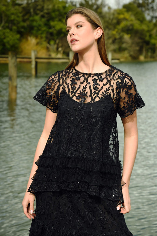 Curate - Drink Bling + Be Merry Top // Black Sequins
