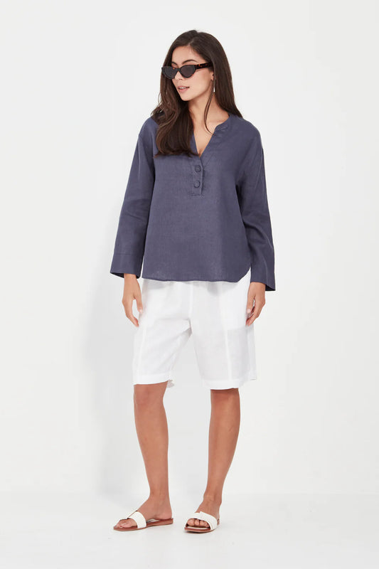 Verge - Cassie Top // Denim // Pink // White