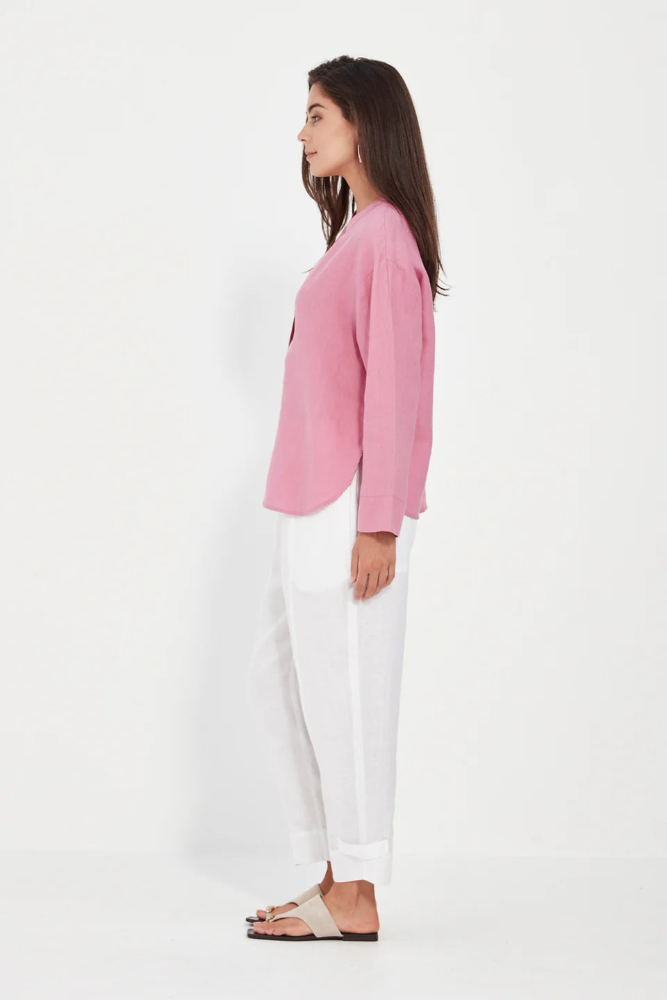 Verge - Cassie Top // Denim // Pink // White