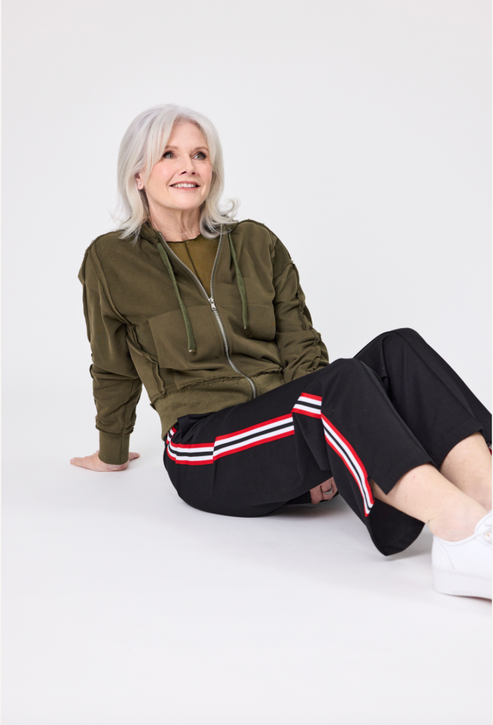 Lemon Tree - Chloe Pant // Black/Red Stripe