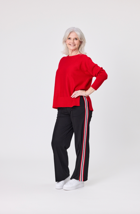 Lemon Tree - Chloe Pant // Black/Red Stripe
