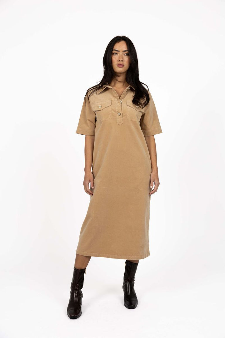 Humidity - Amici Cord Dress // Wheat