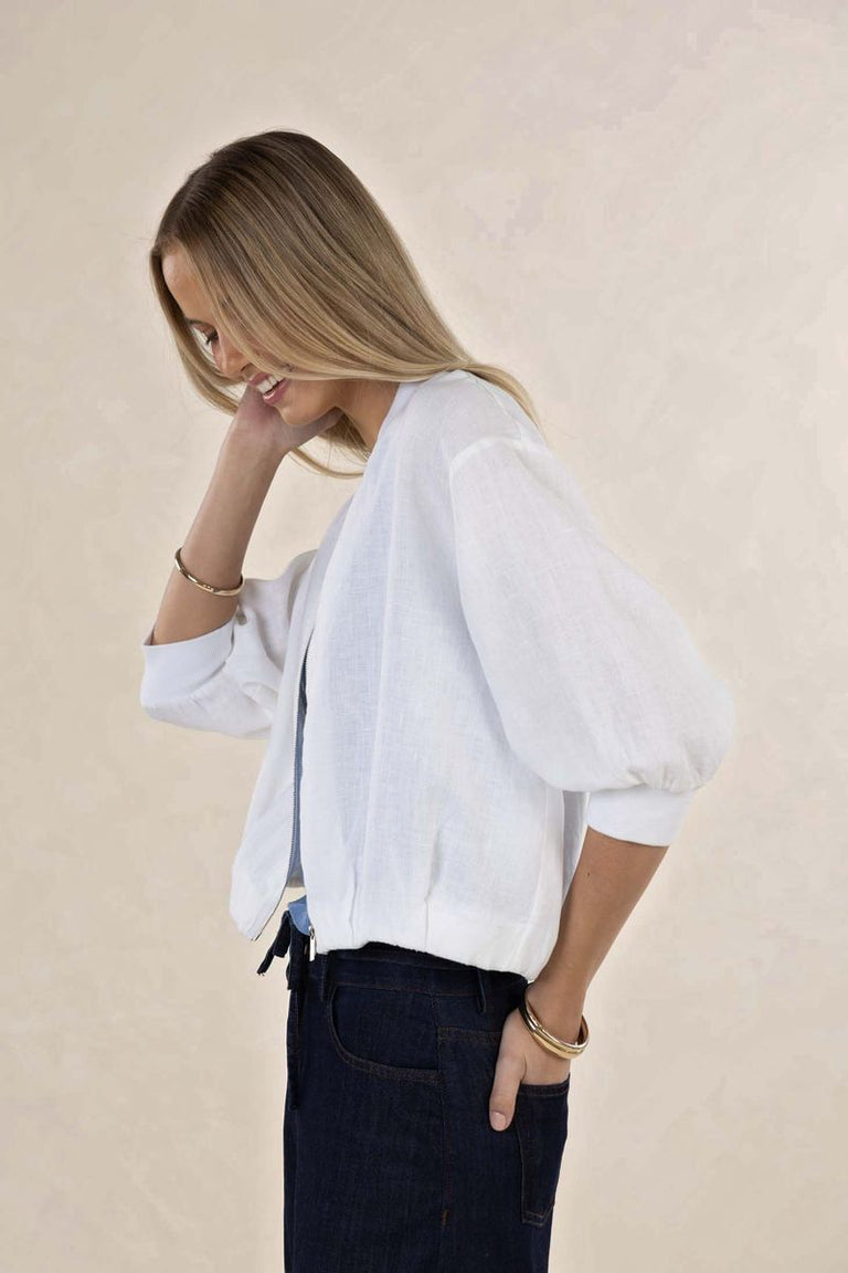 Humidity - Arden Bomber Jacket // White // Black