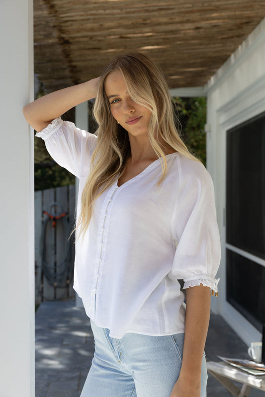 Humidity - Reece Blouse //Teal // White