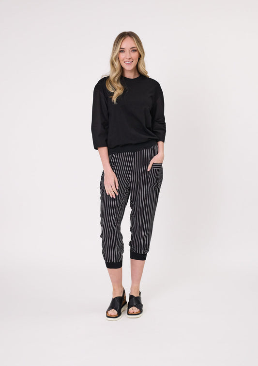 Lemon Tree - Harem Pant // Black & White Stripe