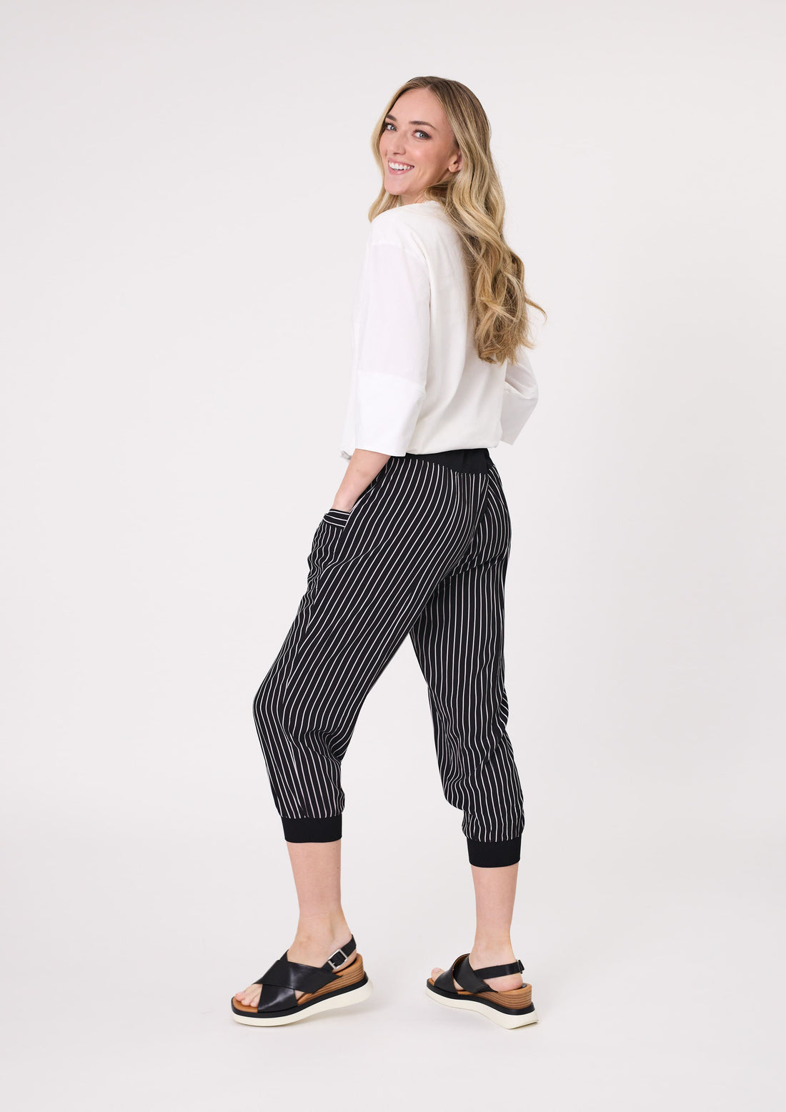 Lemon Tree - Harem Pant // Black & White Stripe