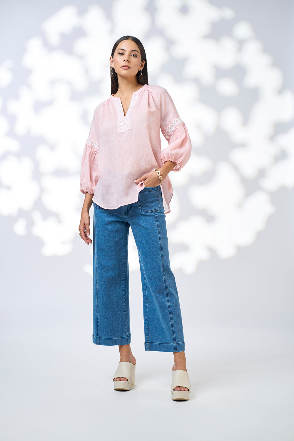 Loobies Story - Maya Top // White // Denim // Blush