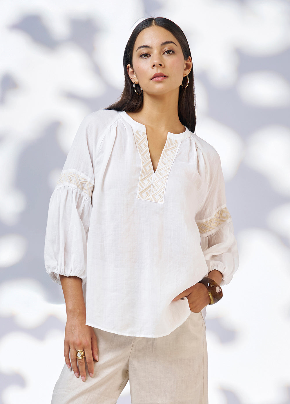 Loobies Story - Maya Top // White // Denim // Blush