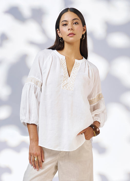 Loobies Story - Maya Top // White // Denim // Blush