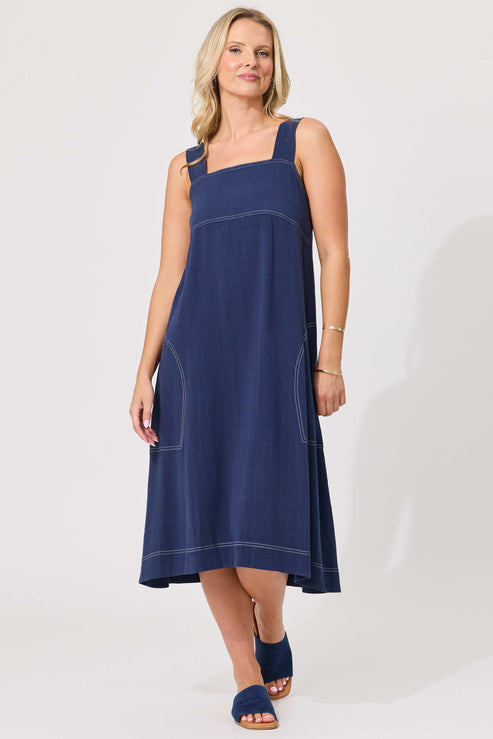 Lemon Tree - Gabi Linen Dress // French Navy
