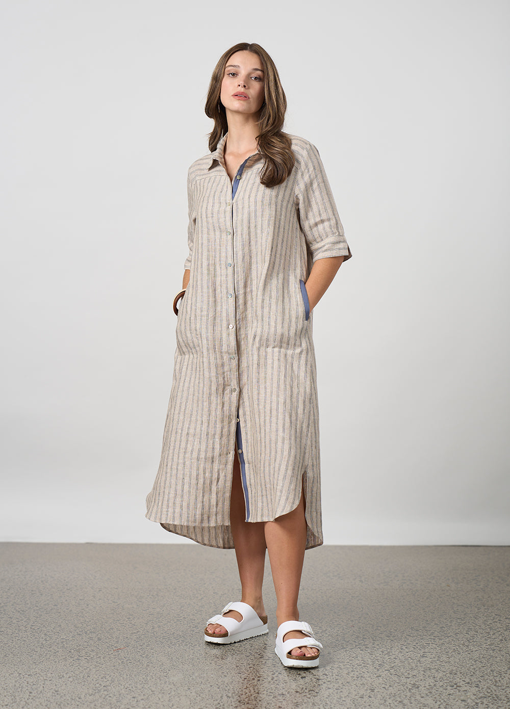 Madly Sweetly - Interval Shirt Dress // Navy // Pumice