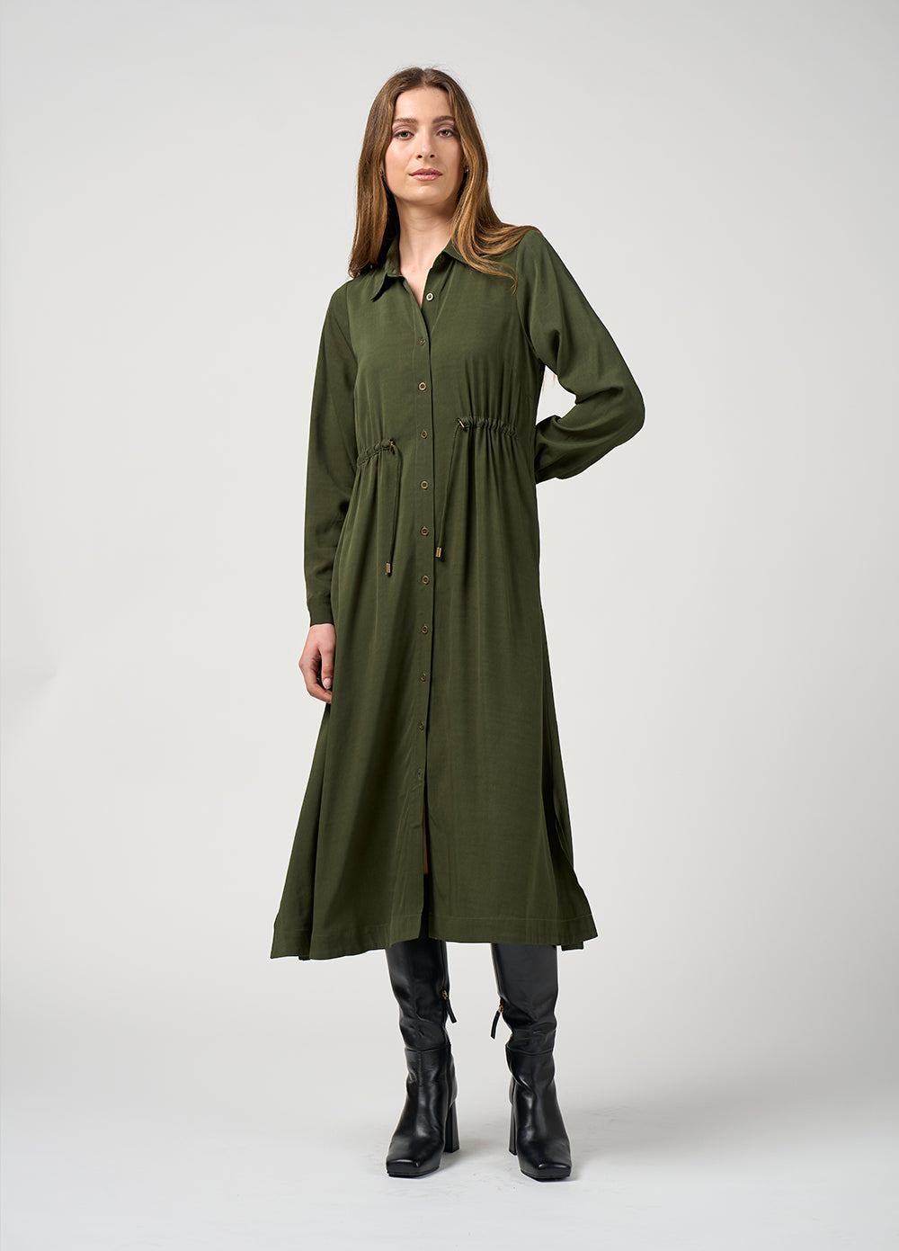 Madly Sweetly - Sequence Shirt Dress // Pine