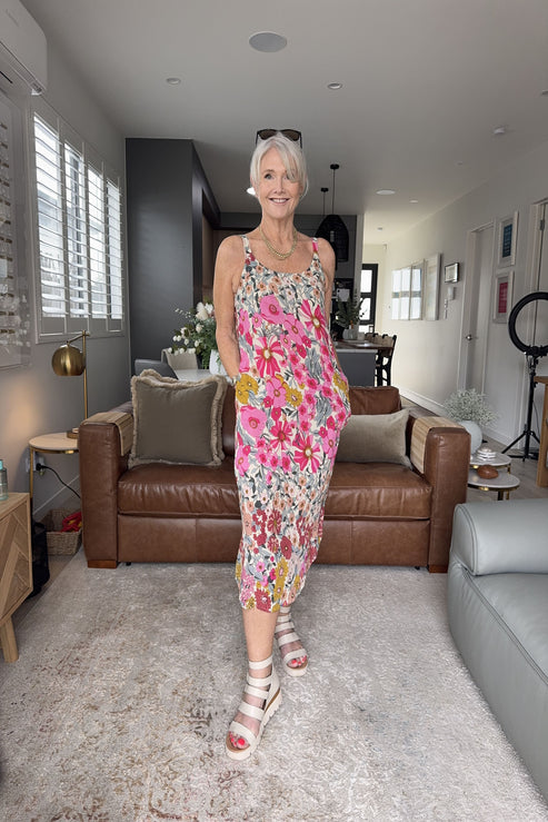 Lemon Tree - Maddie Dress // Black Floral // Garden Print