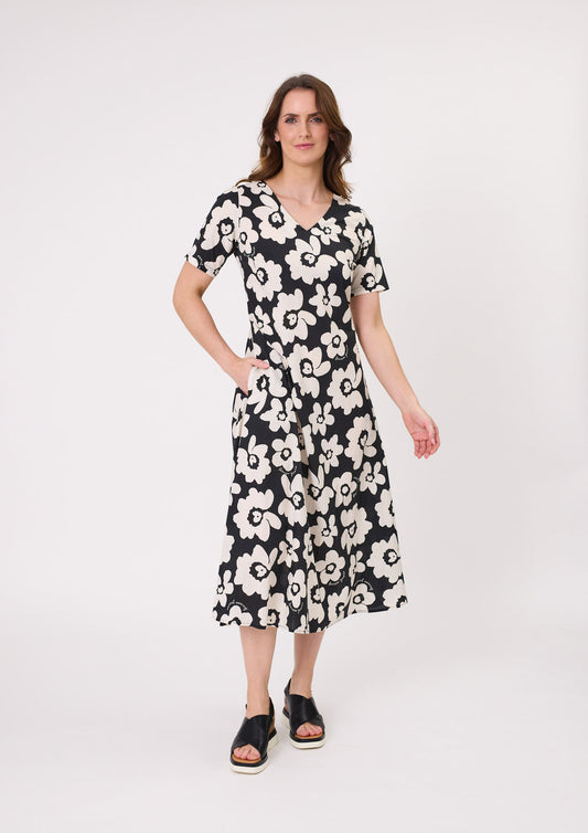 Lemon Tree - Marta Dress // Black & White Floral // Navy Stripe