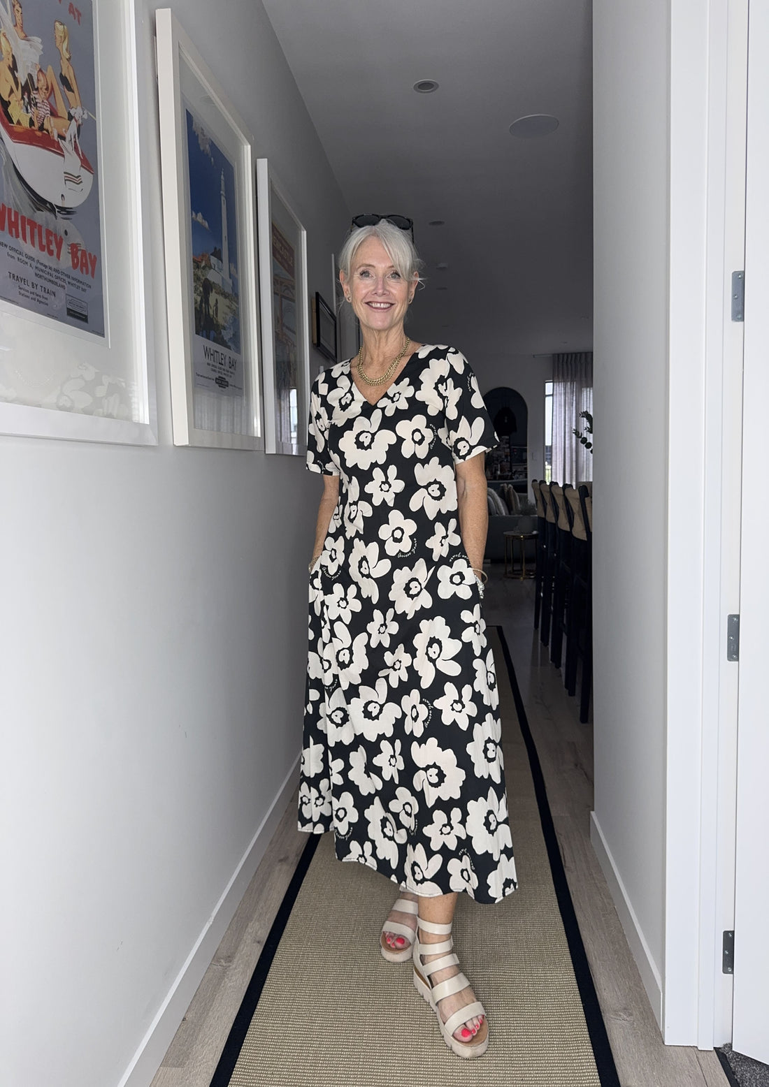 Lemon Tree - Marta Dress // Black & White Floral // Navy Stripe