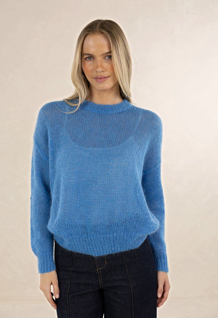 Humidity - Emmy Mohair Jumper // Soft Pink // Cobalt Blue
