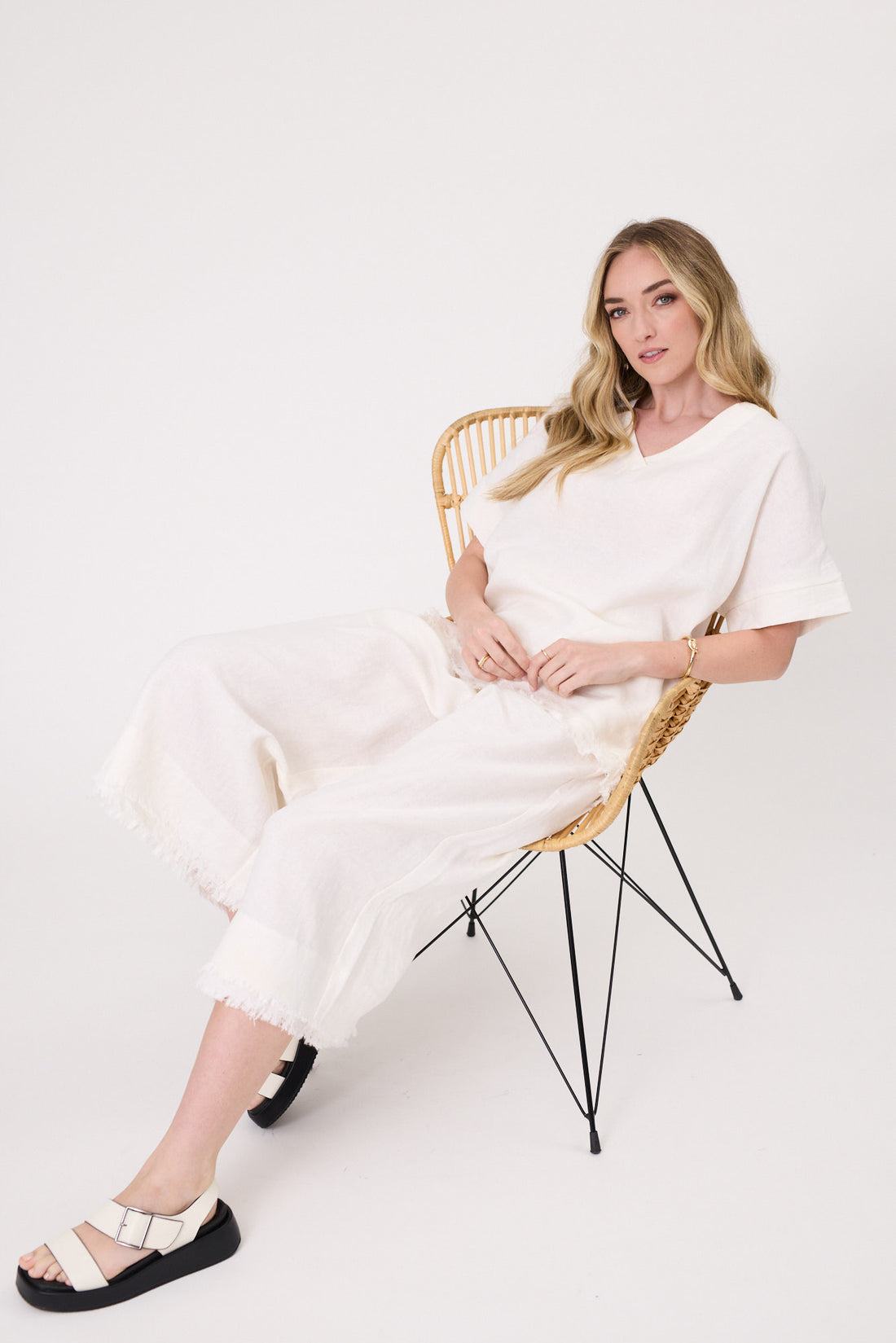 Lemon Tree - Nicole Linen Pants // White