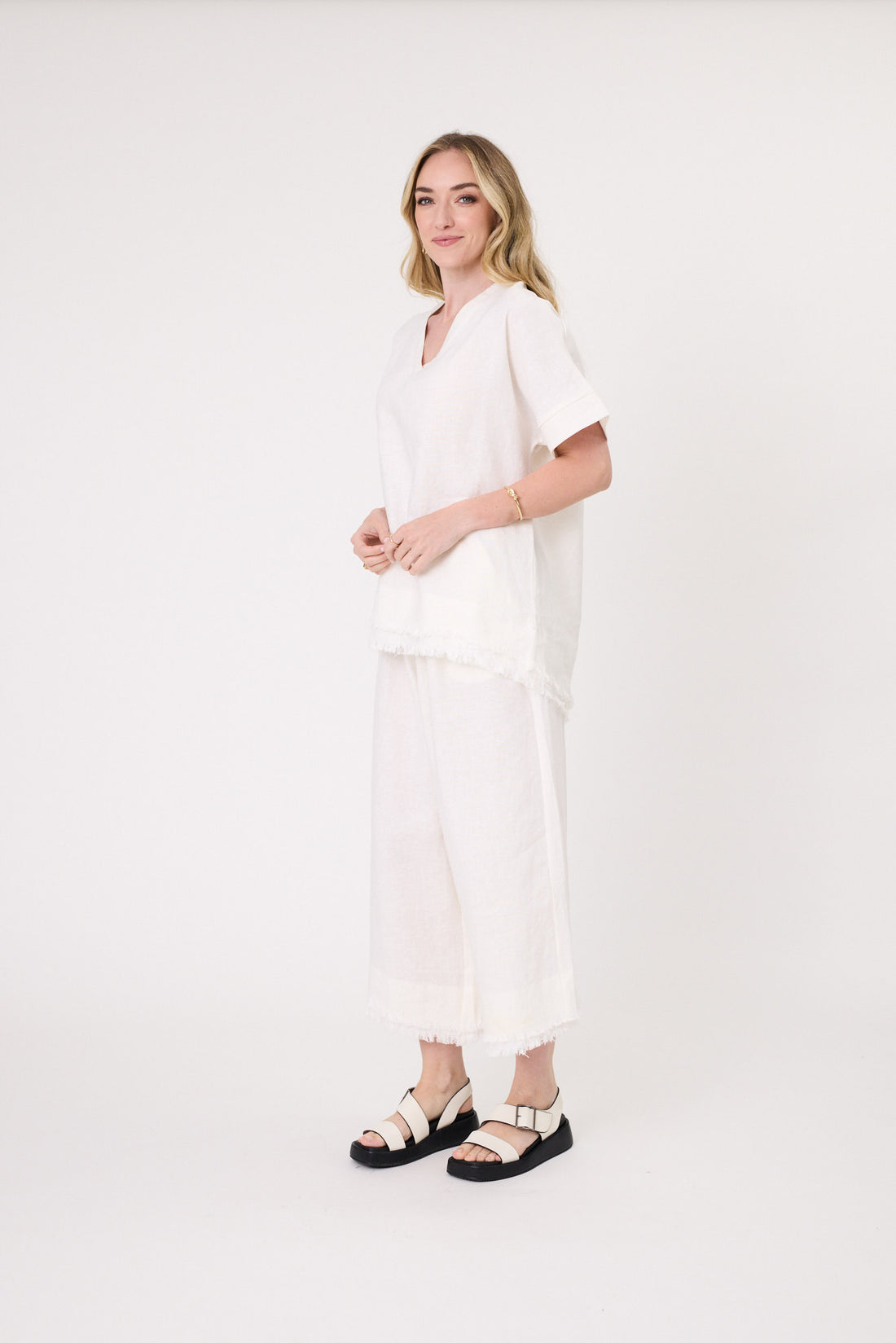 Lemon Tree - Nicole Linen Pants // White