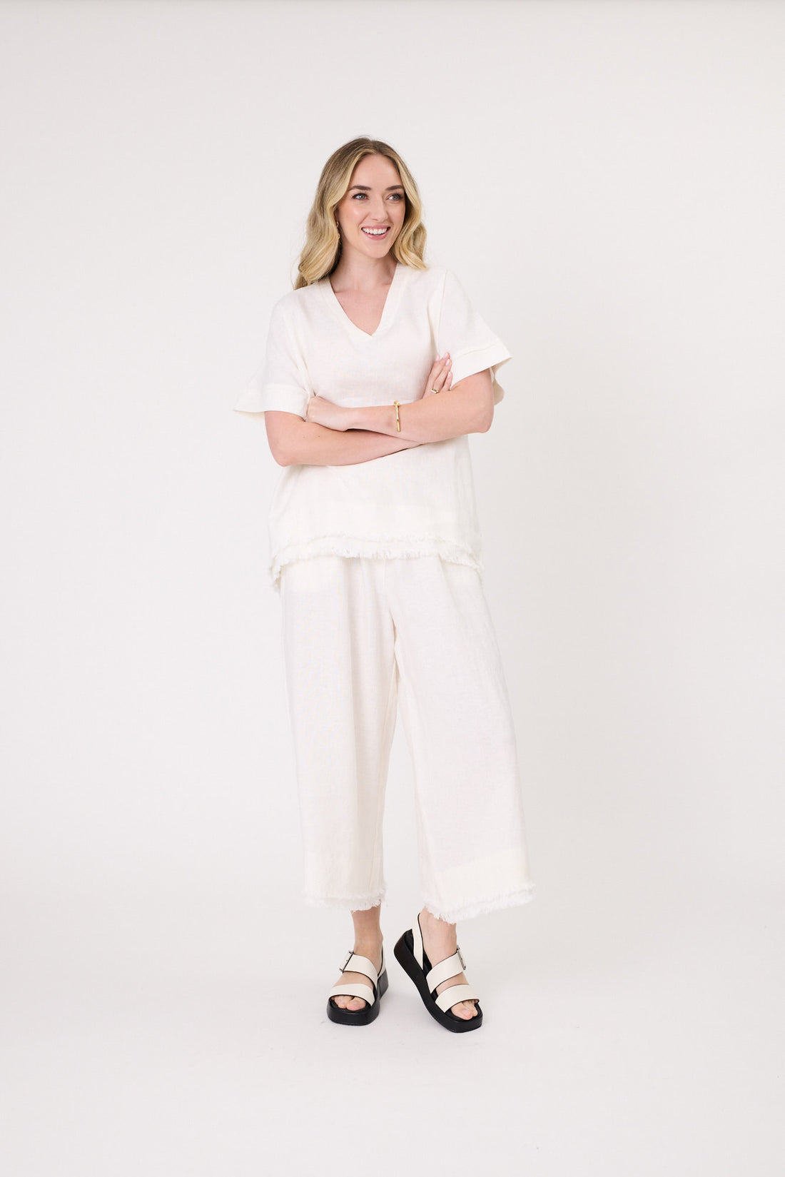 Lemon Tree - Nicole Linen Pants // White