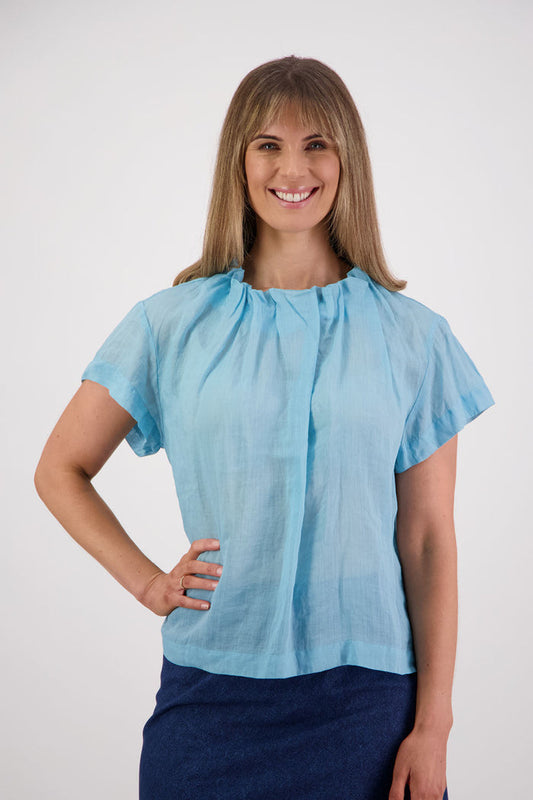Briarwood - Pia Ramie Top // Aqua