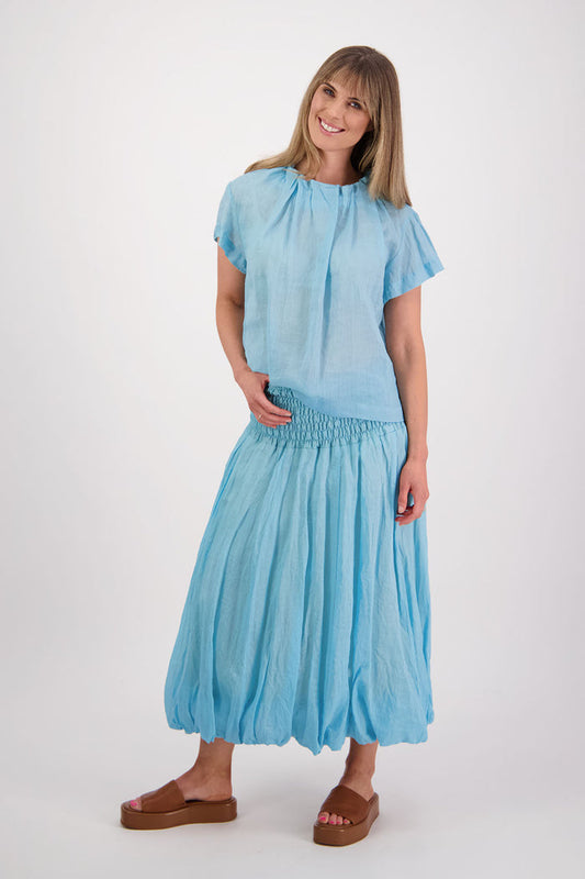 Briarwood - Pia Ramie Top // Aqua