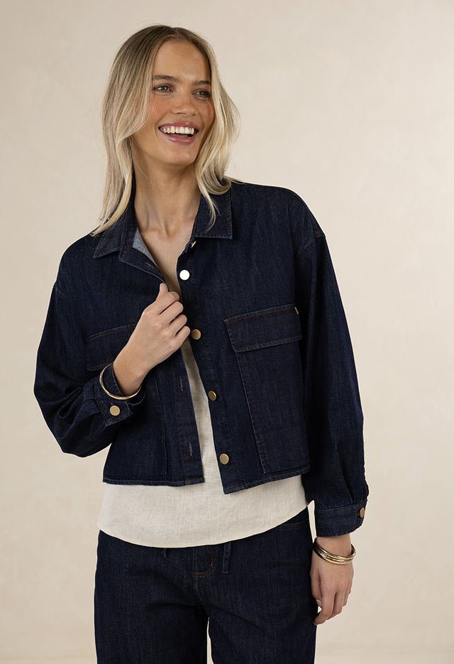 Humidity - Ivy Denim Jacket // Dark Blue // Ivory