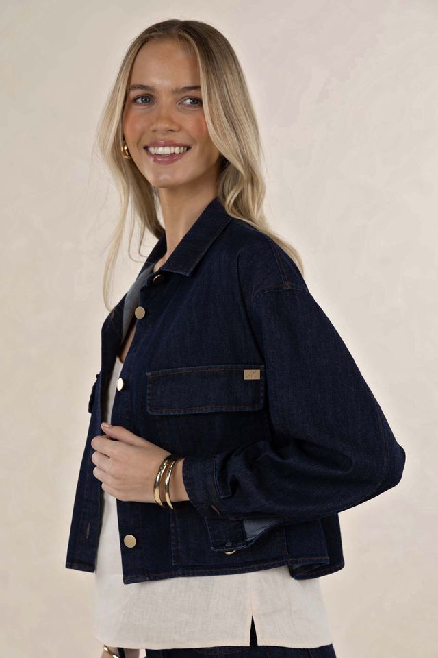 Humidity - Ivy Denim Jacket // Dark Blue // Ivory